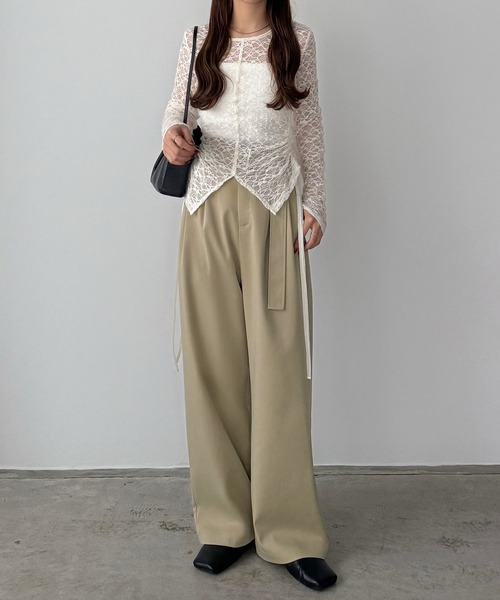 callautia（カラウティア）の「べルト付きハイウエストツイルパンツ（その他パンツ・レディース・チャコール/ブラック/ベージュ・SMALL/LARGE/MEDIUM）」の14枚目の写真
