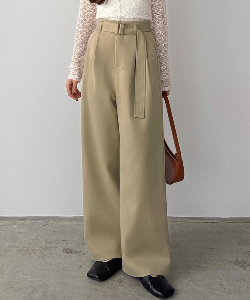 callautia（カラウティア）の「べルト付きハイウエストツイルパンツ（その他パンツ・レディース・チャコール/ブラック/ベージュ・SMALL/LARGE/MEDIUM）」の22枚目の写真
