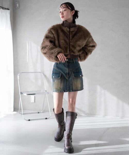 WEGO(ウィゴー)の「WEGO/ヴィンテージウォッシュカーゴミニスカート(デニムスカート・レディース・コバルトブルー/ベージュ/スカイブルー/ブラック・FREE)」の8枚目の写真