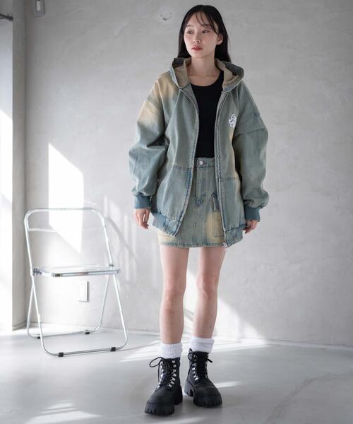 WEGO(ウィゴー)の「WEGO/ヴィンテージウォッシュカーゴミニスカート(デニムスカート・レディース・コバルトブルー/ベージュ/スカイブルー/ブラック・FREE)」の21枚目の写真