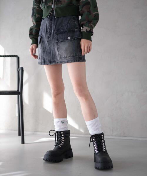 WEGO(ウィゴー)の「WEGO/ヴィンテージウォッシュカーゴミニスカート(デニムスカート・レディース・コバルトブルー/ベージュ/スカイブルー/ブラック・FREE)」の10枚目の写真