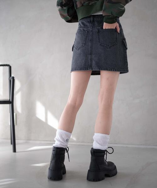 WEGO(ウィゴー)の「WEGO/ヴィンテージウォッシュカーゴミニスカート(デニムスカート・レディース・コバルトブルー/ベージュ/スカイブルー/ブラック・FREE)」の11枚目の写真