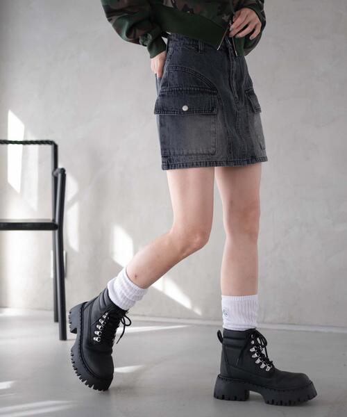 WEGO(ウィゴー)の「WEGO/ヴィンテージウォッシュカーゴミニスカート(デニムスカート・レディース・コバルトブルー/ベージュ/スカイブルー/ブラック・FREE)」の12枚目の写真