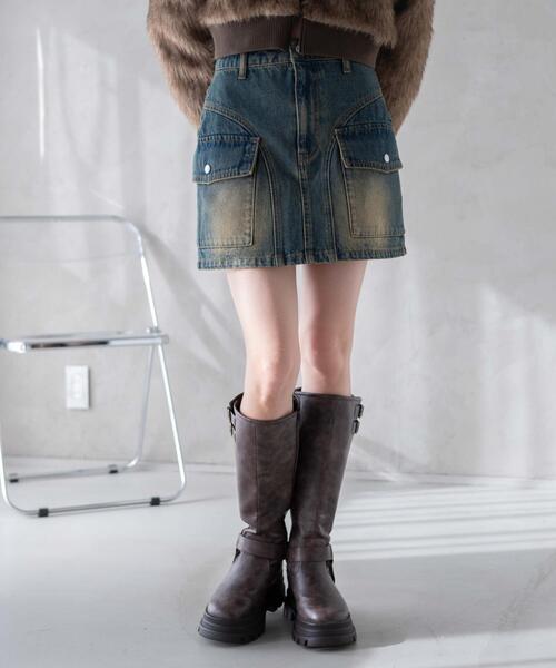 WEGO(ウィゴー)の「WEGO/ヴィンテージウォッシュカーゴミニスカート(デニムスカート・レディース・コバルトブルー/ベージュ/スカイブルー/ブラック・FREE)」の22枚目の写真