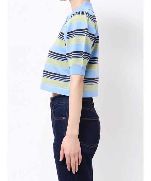 げ*ん様 ESTNATION マルチボーダーポロニット 9/19新作》マルチボーダーポロニット – QúON