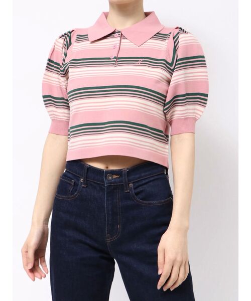 jouetie（ジュエティ）の「マルチボーダーポロニット サマーニット（ニット/セーター・レディース・ブラック/ブルー/ピンク・MEDIUM）」の21枚目の写真