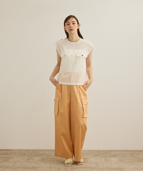 ROPE'（ロペ）の「【洗える】シャイニーサテンパンツ/一部セットアップ対応（カーゴパンツ・レディース・オレンジ/オフホワイト/ブラック・36/38）」の9枚目の写真