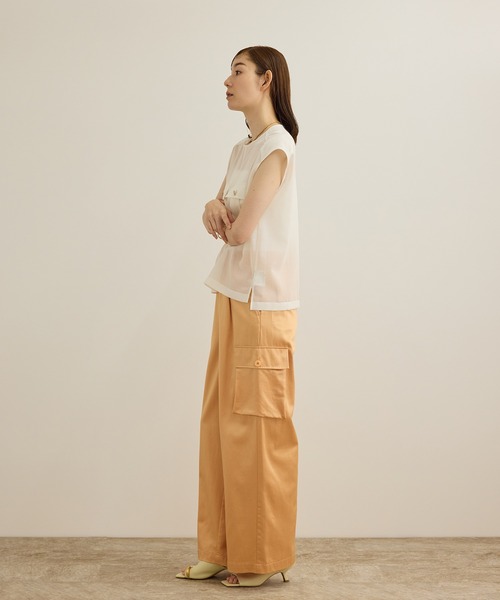ROPE'（ロペ）の「【洗える】シャイニーサテンパンツ/一部セットアップ対応（カーゴパンツ・レディース・オレンジ/オフホワイト/ブラック・36/38）」の10枚目の写真