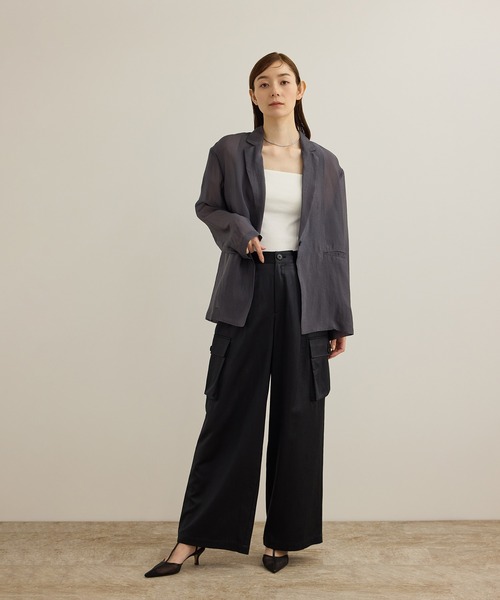 ROPE'（ロペ）の「【洗える】シャイニーサテンパンツ/一部セットアップ対応（カーゴパンツ・レディース・オレンジ/オフホワイト/ブラック・36/38）」の16枚目の写真