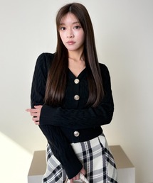 ケーブルニットボタンカーディガン