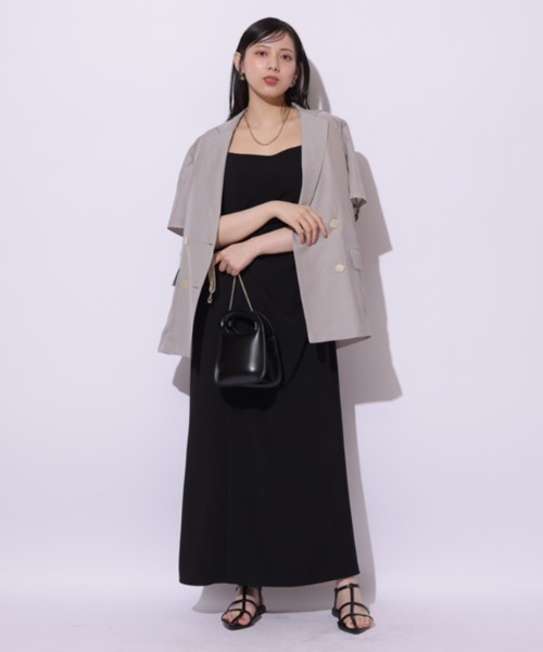 美品　マイストラーダ サイドプリーズワンピース　茶　夏　秋　おでかけワンピ Mystrada（マイストラーダ）の「タックキャミワンピース