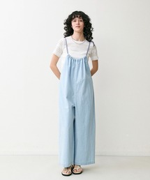 Eaphi ベージュ リネンライクフリンジサロペット