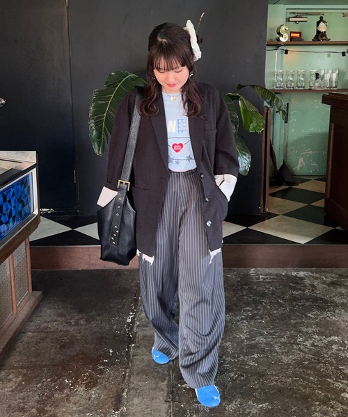 MOSA ストライプ スリータックスラックス WETTEMPT スラックス 2 TUCK EASY STRIPE SLACKS /ツータック