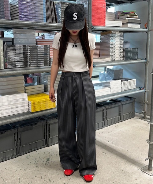marina yee ストライプ スラックス BEST 50] ストライプストレートスラックス | ファッション通販