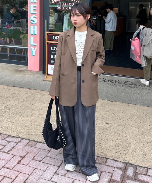 napinna maison（ナピナメゾン）の「【napinna maison×4sisters】ストライプタックワイドスラックス（スラックス・レディース・ブラウン系/グレー系・M/L）」の21枚目の写真