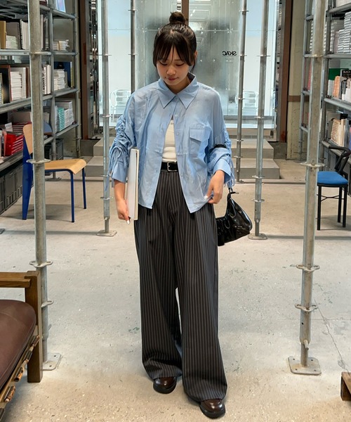napinna maison（ナピナメゾン）の「【napinna maison×4sisters】ストライプタックワイドスラックス（スラックス・レディース・ブラウン系/グレー系・M/L）」の22枚目の写真