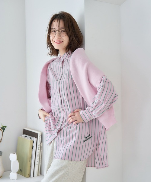 studio CLIP（スタディオクリップ）の「【ONKUL掲載商品】刺繍ストライプビッグシャツ（シャツ/ブラウス・レディース・その他4/その他2/その他3/その他1・FREE）」の9枚目の写真