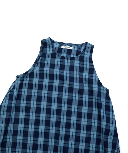 OMNIGOD（オムニゴッド）の「[ OMNIGOD womens / オムニゴッド ] インディゴ綿麻チェック ノースリーブバルーンワンピース（ワンピース・レディース・ブルー系その他・FREE）」の11枚目の写真
