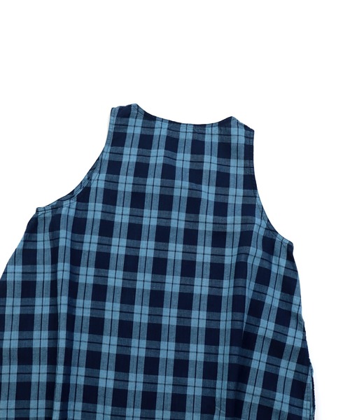 OMNIGOD（オムニゴッド）の「[ OMNIGOD womens / オムニゴッド ] インディゴ綿麻チェック ノースリーブバルーンワンピース（ワンピース・レディース・ブルー系その他・FREE）」の12枚目の写真