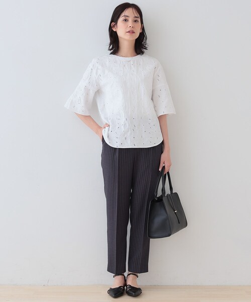 セール】春SALE！【洗える】フラワーカット刺繍フレアスリーブ