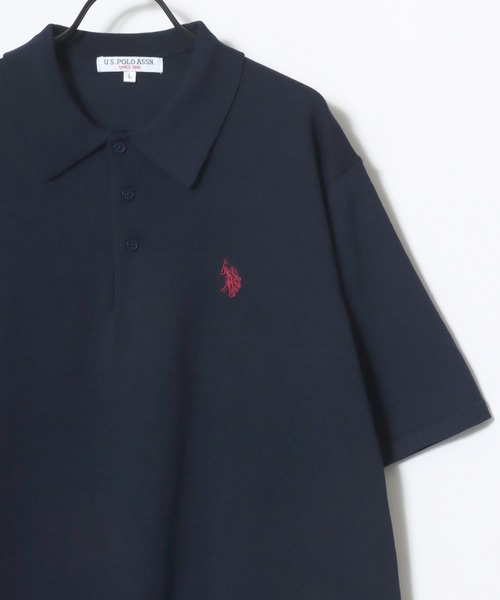 U.S. POLO ASSN.(ユーエスポロアッスン)の「U.S. POLO ASSN./ユーエスポロアッスン オーバーサイズ ニット 無地 ストライプ ロゴ ワンポイント刺繍 半袖ポロシャツ/レディース メンズ(ポロシャツ・メンズ・ベージュ系その他/ブルー系その他/オフホワイト/ブラック/ネイビー/ベージュ・M/LL/L)」の11枚目の写真