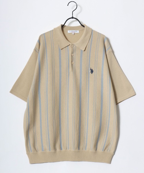 U.S. POLO ASSN.(ユーエスポロアッスン)の「U.S. POLO ASSN./ユーエスポロアッスン オーバーサイズ ニット 無地 ストライプ ロゴ ワンポイント刺繍 半袖ポロシャツ/レディース メンズ(ポロシャツ・メンズ・ベージュ系その他/ブルー系その他/オフホワイト/ブラック/ネイビー/ベージュ・M/LL/L)」の16枚目の写真