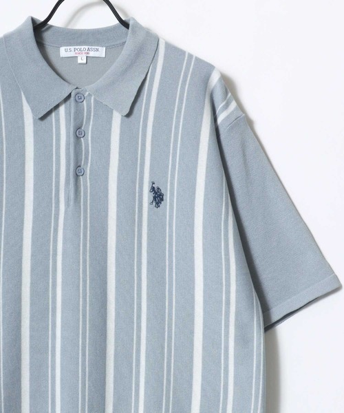 U.S. POLO ASSN.(ユーエスポロアッスン)の「U.S. POLO ASSN./ユーエスポロアッスン オーバーサイズ ニット 無地 ストライプ ロゴ ワンポイント刺繍 半袖ポロシャツ/レディース メンズ(ポロシャツ・メンズ・ベージュ系その他/ブルー系その他/オフホワイト/ブラック/ネイビー/ベージュ・M/LL/L)」の12枚目の写真
