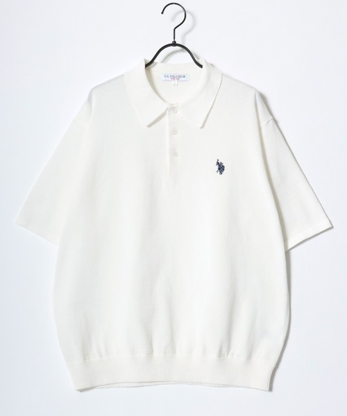 U.S. POLO ASSN.(ユーエスポロアッスン)の「U.S. POLO ASSN./ユーエスポロアッスン オーバーサイズ ニット 無地 ストライプ ロゴ ワンポイント刺繍 半袖ポロシャツ/レディース メンズ(ポロシャツ・メンズ・ベージュ系その他/ブルー系その他/オフホワイト/ブラック/ネイビー/ベージュ・M/LL/L)」の13枚目の写真