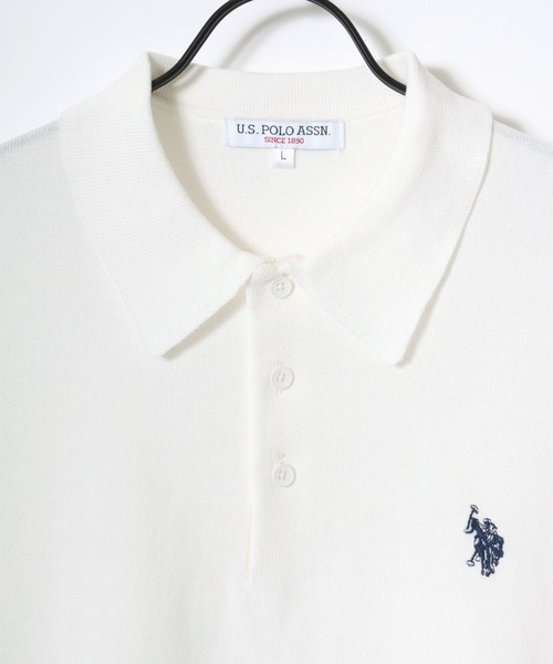 U.S. POLO ASSN.(ユーエスポロアッスン)の「U.S. POLO ASSN./ユーエスポロアッスン オーバーサイズ ニット 無地 ストライプ ロゴ ワンポイント刺繍 半袖ポロシャツ/レディース メンズ(ポロシャツ・メンズ・ベージュ系その他/ブルー系その他/オフホワイト/ブラック/ネイビー/ベージュ・M/LL/L)」の20枚目の写真