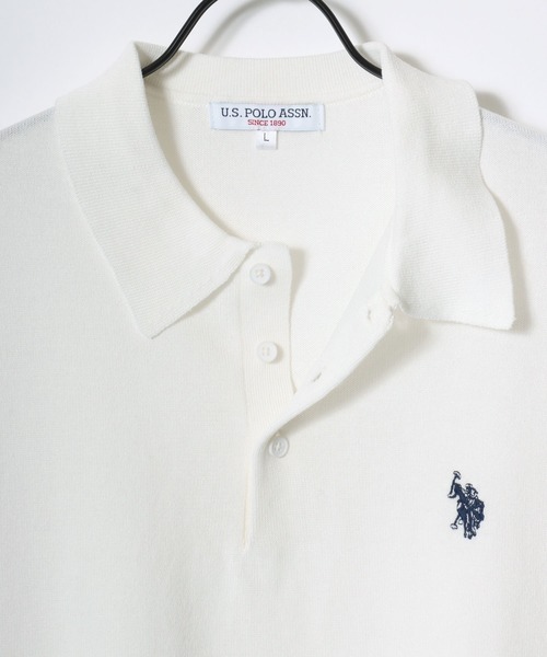 U.S. POLO ASSN.(ユーエスポロアッスン)の「U.S. POLO ASSN./ユーエスポロアッスン オーバーサイズ ニット 無地 ストライプ ロゴ ワンポイント刺繍 半袖ポロシャツ/レディース メンズ(ポロシャツ・メンズ・ベージュ系その他/ブルー系その他/オフホワイト/ブラック/ネイビー/ベージュ・M/LL/L)」の21枚目の写真