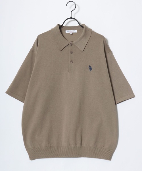 U.S. POLO ASSN.(ユーエスポロアッスン)の「U.S. POLO ASSN./ユーエスポロアッスン オーバーサイズ ニット 無地 ストライプ ロゴ ワンポイント刺繍 半袖ポロシャツ/レディース メンズ(ポロシャツ・メンズ・ベージュ系その他/ブルー系その他/オフホワイト/ブラック/ネイビー/ベージュ・M/LL/L)」の15枚目の写真