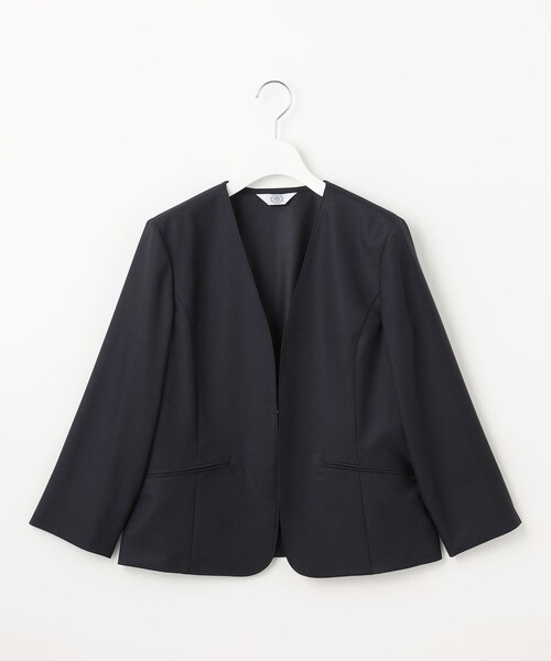J.PRESS Ladies(J.プレス レディス)の「【セットアップ対応・洗える・UVケア・吸水速乾】OXIJEWELストレッチ ノーカラー ジャケット(ノーカラージャケット・レディース・シルバー系/ベージュ系/ネイビー系/ライトグレー系・XS)」の8枚目の写真