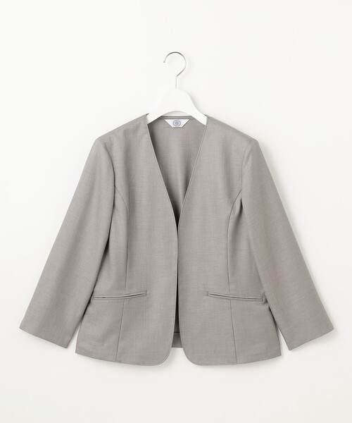 J.PRESS Ladies(J.プレス レディス)の「【セットアップ対応・洗える・UVケア・吸水速乾】OXIJEWELストレッチ ノーカラー ジャケット(ノーカラージャケット・レディース・シルバー系/ベージュ系/ネイビー系/ライトグレー系・XS)」の9枚目の写真