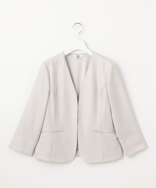 J.PRESS Ladies(J.プレス レディス)の「【セットアップ対応・洗える・UVケア・吸水速乾】OXIJEWELストレッチ ノーカラー ジャケット(ノーカラージャケット・レディース・シルバー系/ベージュ系/ネイビー系/ライトグレー系・XS)」の10枚目の写真