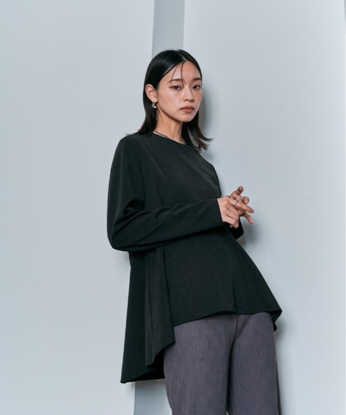 W:Huku(フーク)の「ロング スリーブ ペプラム セレモニー ブラウス(シャツ/ブラウス・レディース・ブラック/チャコール/ライトグレー・M/L)」の5枚目の写真