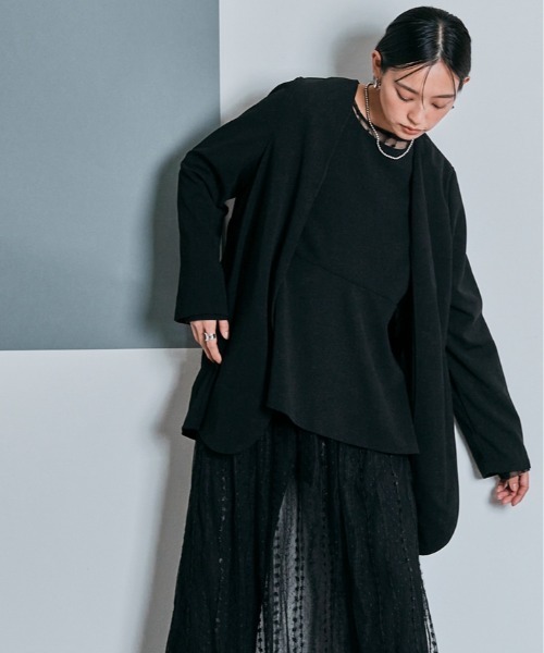 W:Huku(フーク)の「ロング スリーブ ペプラム セレモニー ブラウス(シャツ/ブラウス・レディース・ブラック/チャコール/ライトグレー・M/L)」の6枚目の写真