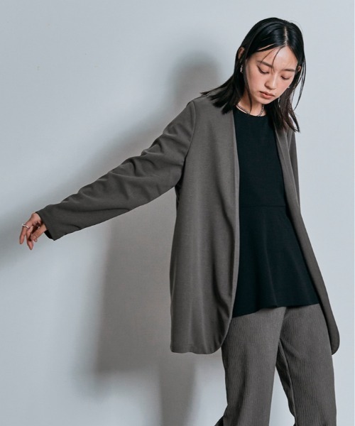 W:Huku(フーク)の「ロング スリーブ ペプラム セレモニー ブラウス(シャツ/ブラウス・レディース・ブラック/チャコール/ライトグレー・M/L)」の14枚目の写真