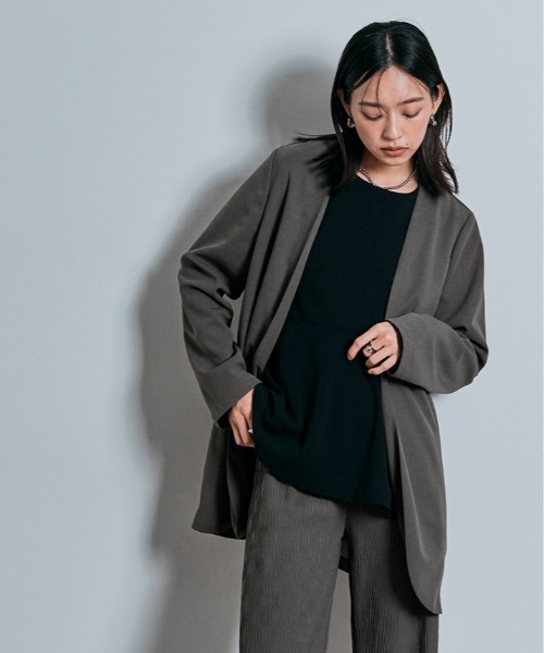 W:Huku(フーク)の「ロング スリーブ ペプラム セレモニー ブラウス(シャツ/ブラウス・レディース・ブラック/チャコール/ライトグレー・M/L)」の22枚目の写真