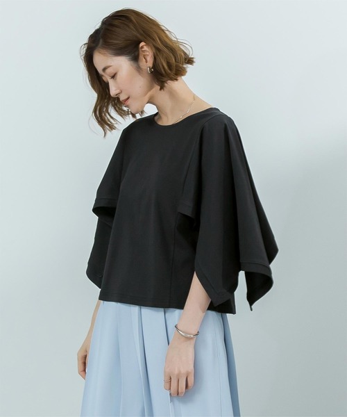 UR'S(ユアーズ)の「汗染み防止ケープTシャツ(Tシャツ/カットソー・レディース・ブラック/ホワイト/チャコール・S/M/L)」の13枚目の写真
