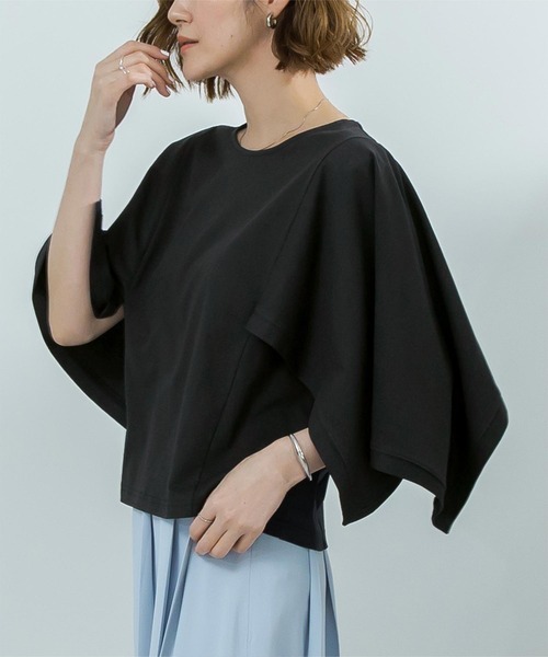 UR'S(ユアーズ)の「汗染み防止ケープTシャツ(Tシャツ/カットソー・レディース・ブラック/ホワイト/チャコール・S/M/L)」の16枚目の写真