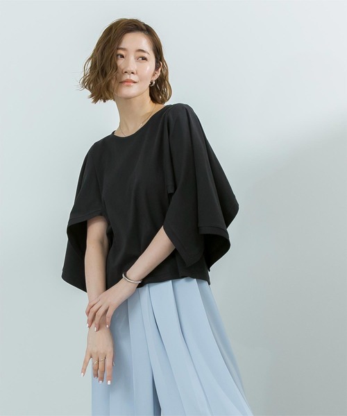 UR'S(ユアーズ)の「汗染み防止ケープTシャツ(Tシャツ/カットソー・レディース・ブラック/ホワイト/チャコール・S/M/L)」の10枚目の写真
