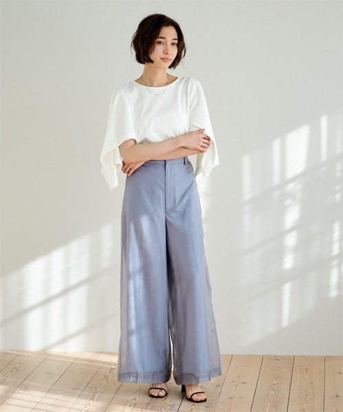 UR'S(ユアーズ)の「汗染み防止ケープTシャツ(Tシャツ/カットソー・レディース・ブラック/ホワイト/チャコール・S/M/L)」の5枚目の写真