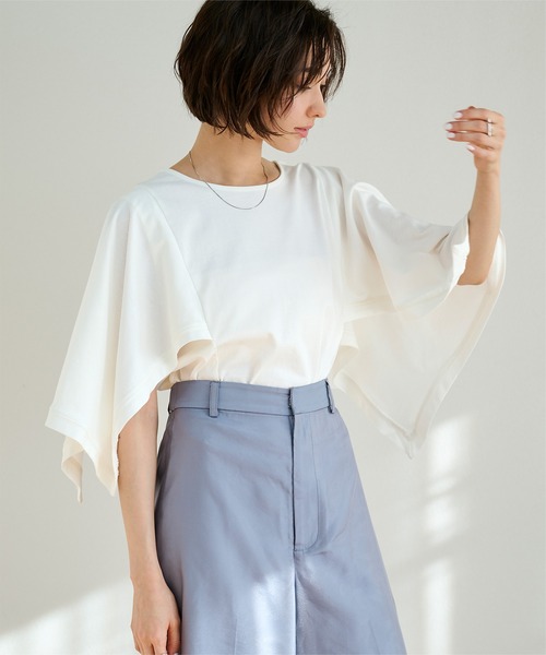 UR'S(ユアーズ)の「汗染み防止ケープTシャツ(Tシャツ/カットソー・レディース・ブラック/ホワイト/チャコール・S/M/L)」の8枚目の写真