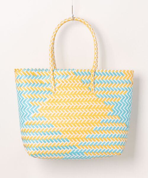 florist（フローリスト）の「【大容量・軽い◎】バイカラーテープ編みかごトートバッグ（かごバッグ・レディース・ネイビー/ライトグレー/ブラック/イエロー系1/ピンク系3/ピンク系1/スカイブルー・FREE）」の16枚目の写真