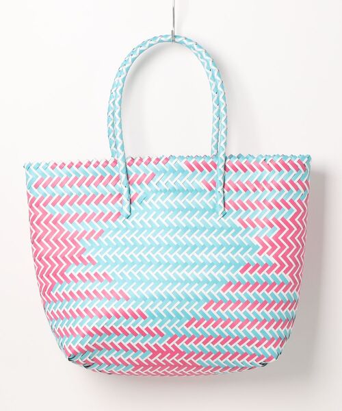 florist（フローリスト）の「【大容量・軽い◎】バイカラーテープ編みかごトートバッグ（かごバッグ・レディース・ネイビー/ライトグレー/ブラック/イエロー系1/ピンク系3/ピンク系1/スカイブルー・FREE）」の17枚目の写真