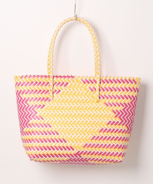 florist（フローリスト）の「【大容量・軽い◎】バイカラーテープ編みかごトートバッグ（かごバッグ・レディース・ネイビー/ライトグレー/ブラック/イエロー系1/ピンク系3/ピンク系1/スカイブルー・FREE）」の18枚目の写真