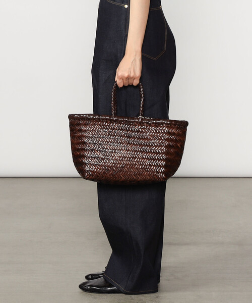 DRAGON(ドラゴン)の「dragon | レザーウーヴンバッグ TRIPLE(トートバッグ・レディース・キャメル/ブラック/ダークブラウン・ONE)」の2枚目の写真