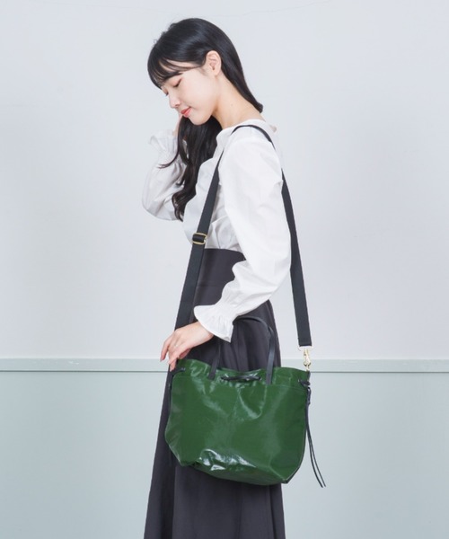 Jack Gomme(ジャックゴム)の「【JACK GOMME/ジャックゴム】ナイロン 巾着ショルダーバッグ EMY(ショルダーバッグ・レディース・ネイビー/クリーム/シルバー/ブラウン/ダークグリーン・FREE)」の15枚目の写真