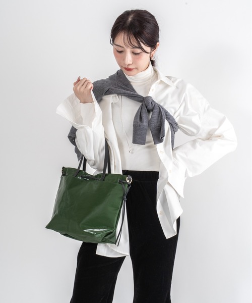 Jack Gomme（ジャックゴム）の「【JACK GOMME/ジャックゴム】ナイロン 巾着ショルダーバッグ　EMY（ショルダーバッグ・レディース・ネイビー/クリーム/シルバー/ブラウン/ダークグリーン・FREE）」の18枚目の写真