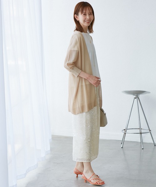 ROPE' PICNIC(ロペピクニック)の「【新色追加】LEVITAシアーニットリラックスカーディガン(カーディガン/ボレロ・レディース・その他2/イエロー/ベージュ/ライトグレー/サックスブルー/グレー系その他/チャコールグレー・38/T38)」の17枚目の写真